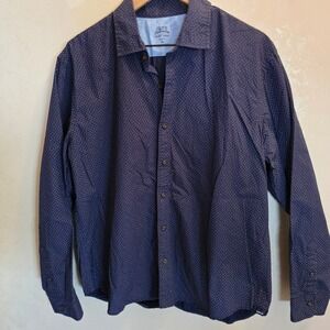 IZOD Saltwater Relaxed Classics Slim Fit Men's Blue Dot Print Button‎ Down XL
